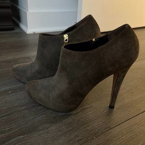 High Heel Brown Suede Prada Ankle Boots